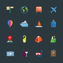 Traveling and transport color icons