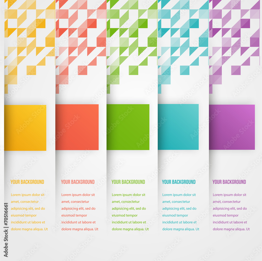 Sticker abstract triangle template banner. color set