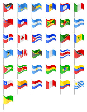 flags North and South Americas countries vector illustration