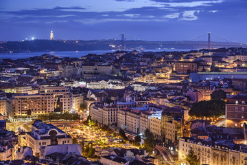 Fototapeta na wymiar Lisbon, Portugal Skyline at Night
