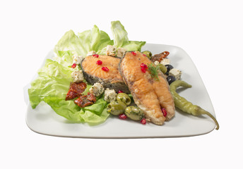 Grilled salmon isolated