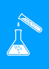 Laboratory glass icon on blue background