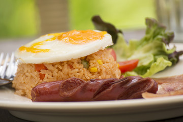 Fried Rice with Egg Bacon and Sausage