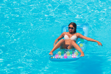 Relaxing in a swimming pool