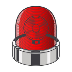 Red emergency siren isolated on a white background