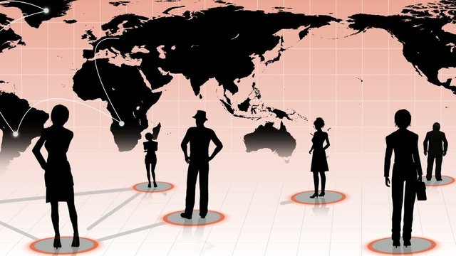 global connection of the people social business network - red