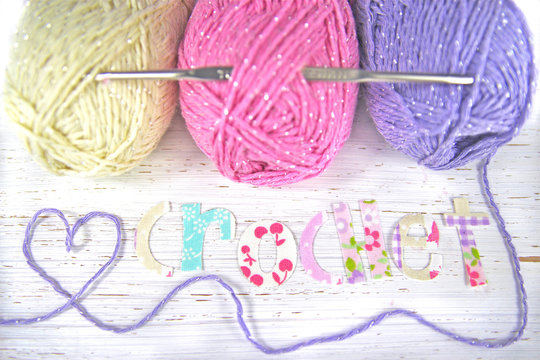 crochet word with wool and hook