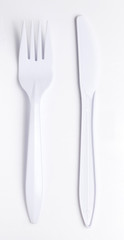 White Plastic Fork and Knife