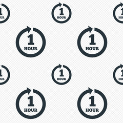 Every hour sign icon. Full rotation arrow.