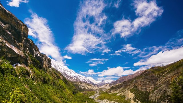 4k Timelapse of Manang Valley, Nepal, Himalayas.