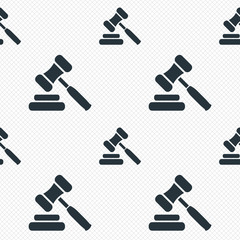 Auction hammer icon. Law judge gavel symbol.
