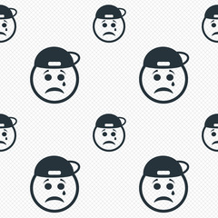 Sad rapper face with tear icon. Crying symbol.