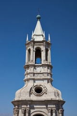 Fototapeta na wymiar Bell Tower of Arequipa Cathedral