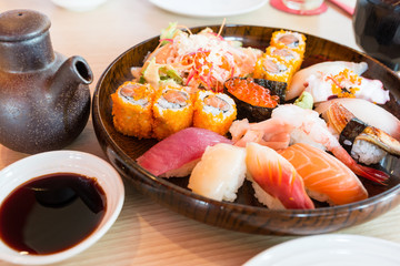 Set of sushi and rolls