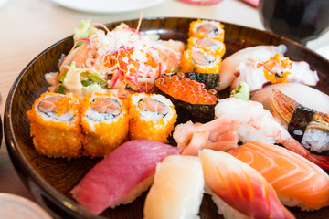 Set of sushi and rolls