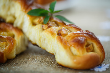 baked braided pigtails with apples