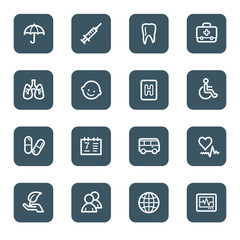 Medicine web icon set 1, navy square buttons