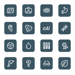 Medicine web icon set 2, navy square buttons