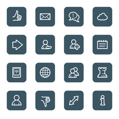 Social media web icons, navy square buttons