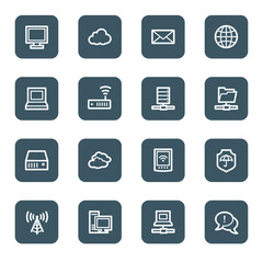 Cloud computing & internet web icons, navy square buttons