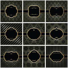 Luxury frames and pattern backgrounds set.
