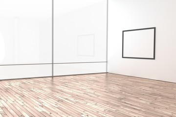 Raum leer hell modern mit Bilderrahmen Holzboden