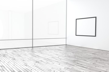 Raum leer hell modern mit Bilderrahmen Holzboden