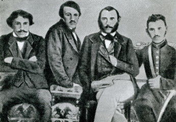 Fototapeta na wymiar Tolstoy brothers: from left, Sergei,Nikolai, Dmitri,Lev 1854