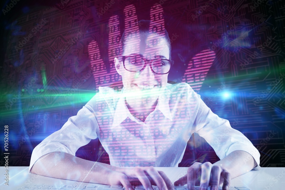 Aufkleber composite image of businesswoman typing on a keyboard