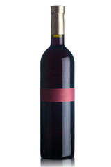 Red wine bottle isolated on white