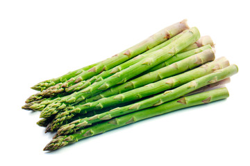 Bunch of asparagus isolated on white
