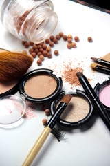 All types of make-up and brushes