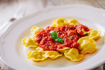 Ravioli with tomato sauce