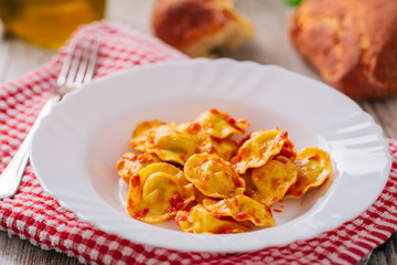 Ravioli with tomato sauce