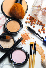 All types of make-up and brushes