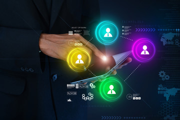 Smart hand showing  futuristic technology