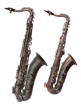The image of a saxophone isolated