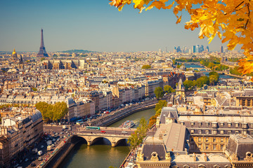 Widok z lotu ptaka na Paryż - obrazy, fototapety, plakaty