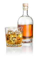 Whisky on the rocks mit Flasche