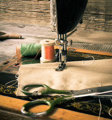 Sewing. Sewing machine and tools.