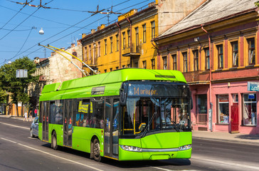 Fototapeta na wymiar Trolleybus in Kaunas - Lithuania