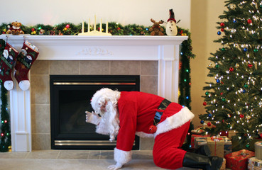 Santa By Fireplace