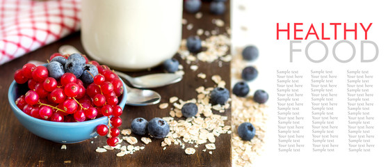 Healthy breakfast  -  Fresh berries, cereals and naturall yogurt