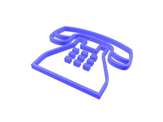 Blue telephone symbol on white background