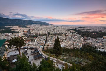 Fotobehang View of Athens from Lycabettus hill. © milangonda