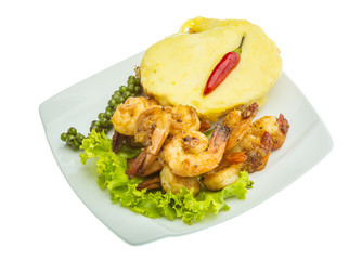 Garlic shrimps with potato