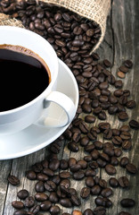 roasted coffee beans on wood