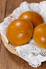 Freshly baked Dinner rolls. Selective focus.