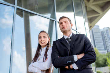 Young Business couple outdoors.