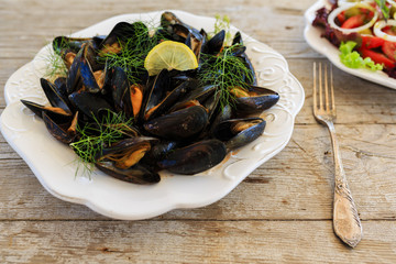 Mussels on plate